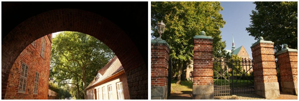 zwei Fotos als Collage: Eingang zum Dom und Torbogen beim Dom